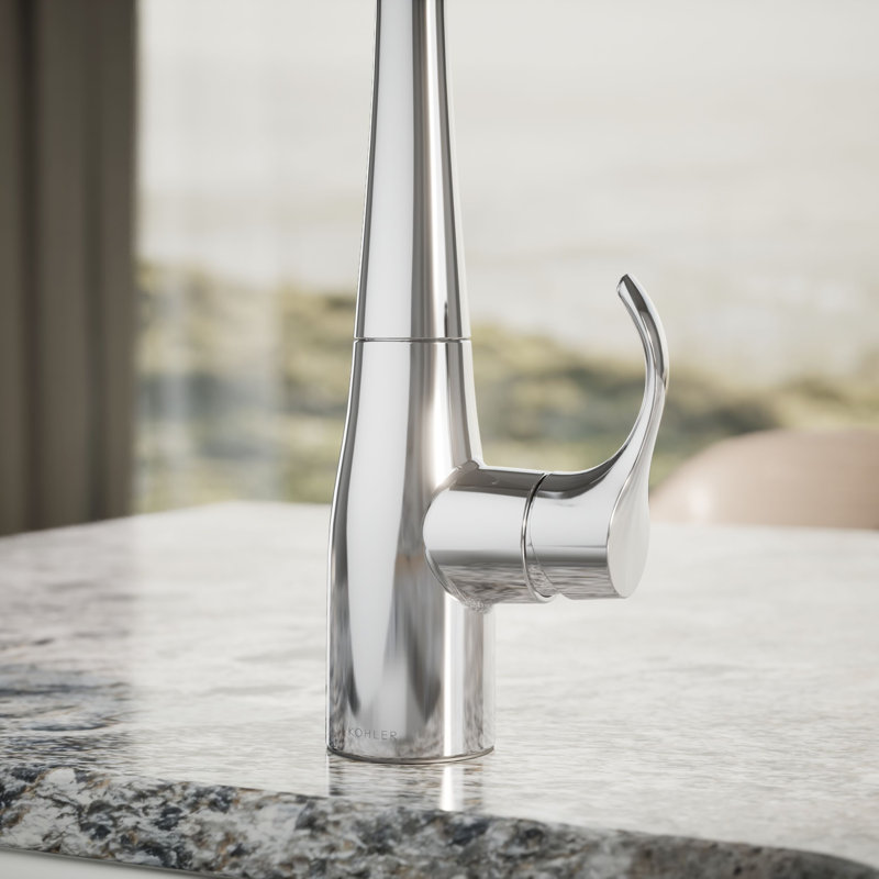 Robinet d'évier de bar à poignée simple Simplice®, robinet secondaire avec bec pivotant à arche élevée, Chrome poli