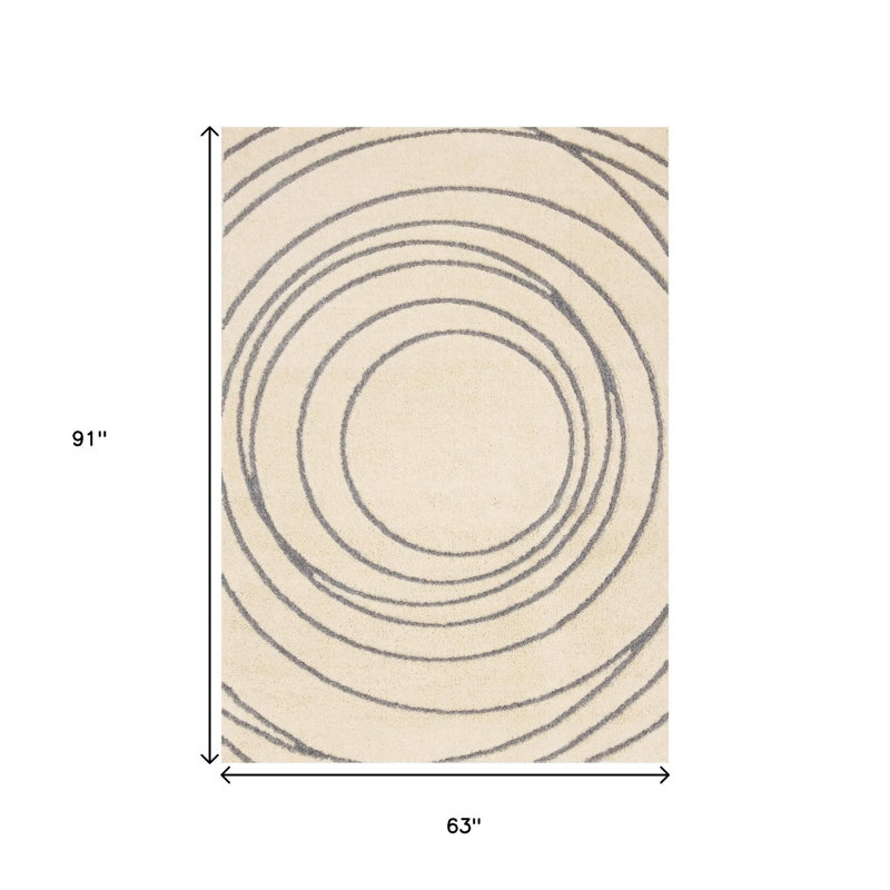 Tapis abstrait crème et gris 5 pi x 8 pi