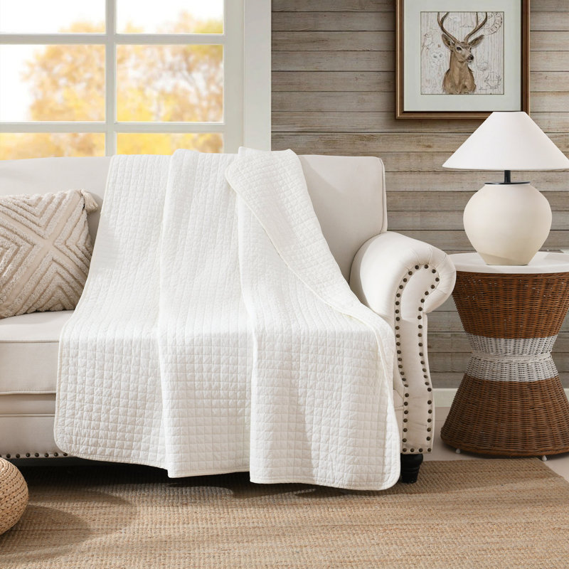 Jeté en coton CTthrow quit, Blanc doux