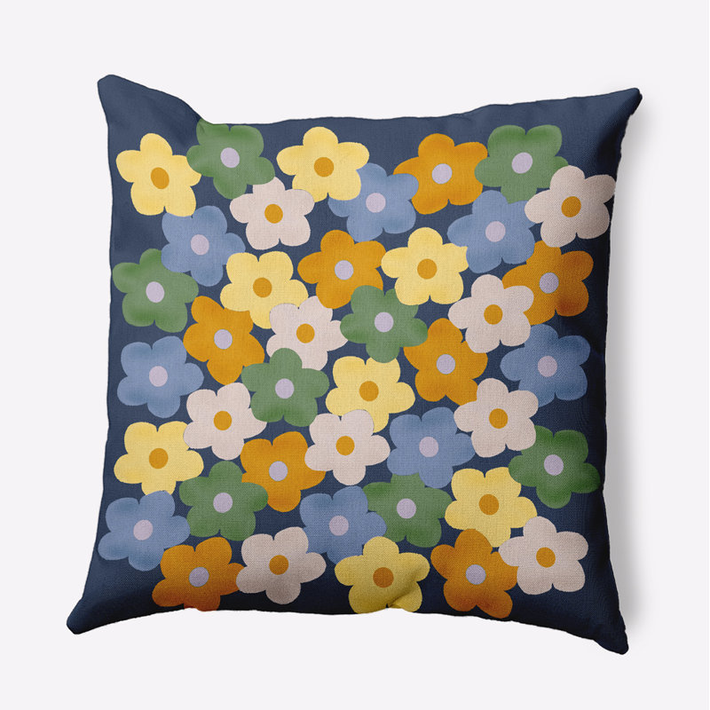 Coussin intérieur / extérieur Leafy Branch, H 20 po x l 20 po, Noir / bleu / vert floral