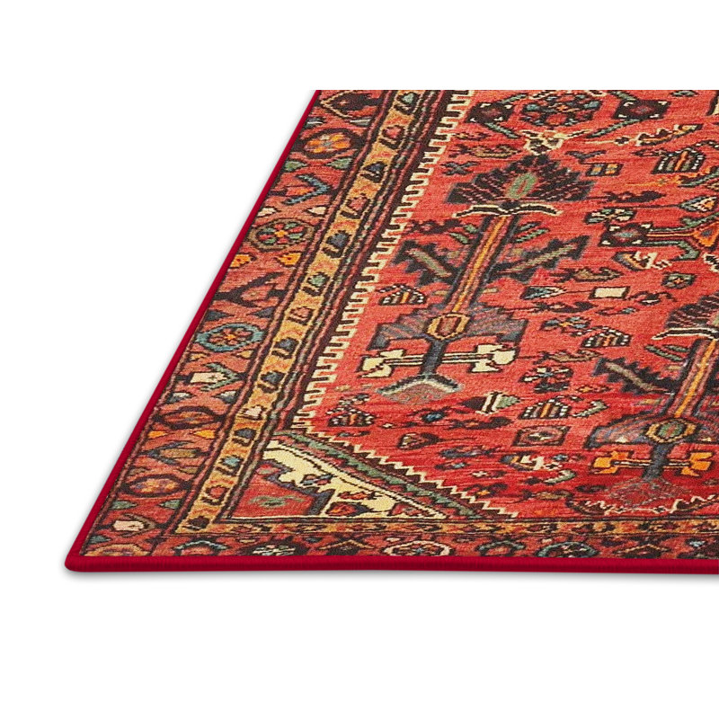 Tapis à motif oriental rouge / brun, Rectangle 5 pi x 7 pi