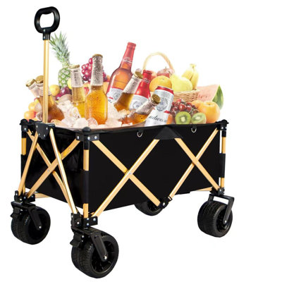 Heavy Duty Utility Folding Beach Wagon Cart With Big Wheels Adjustable Handle