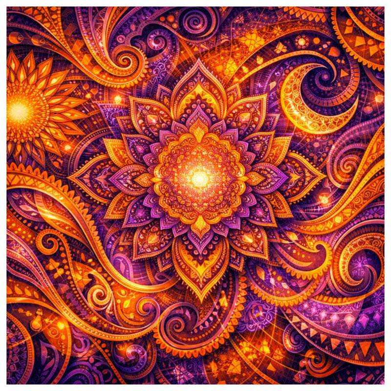 Vibrant Mandala Pattern Double Sided Throw Pillows, 14 x 14 inches