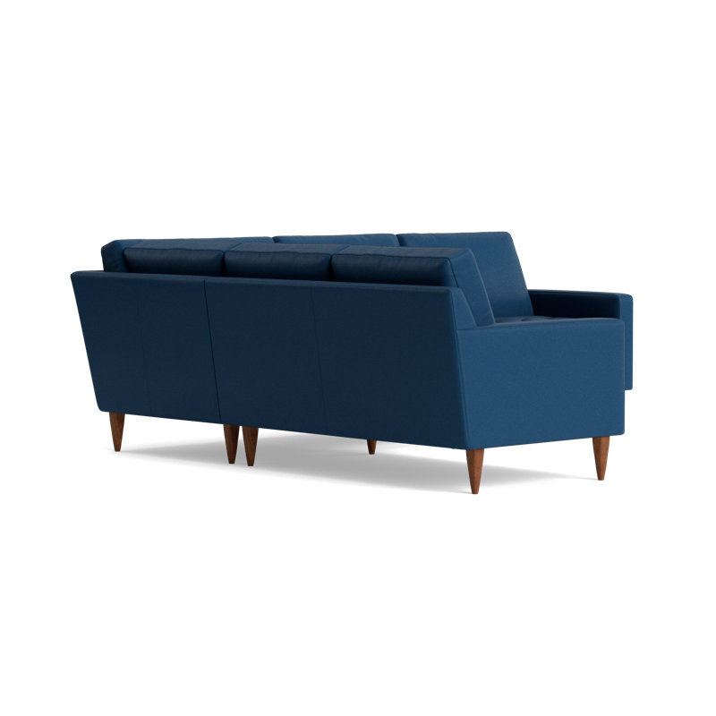 MCM Leather Sectional, Bison Deep Blue Top Grain Leather, Right Hand Facing