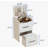 3 in 1 Vanity Desk with Plip Top Mirror,Small Make Up Vanity Set with Visible Glass Desktop,Compact Makeup Vanity with 3 Drawers,Cushioned Tool,Dressing Table for Bedroom,Gift for Mother's day-613925303