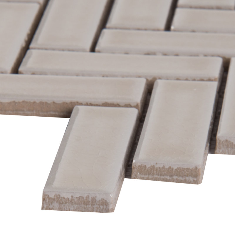 Chapel Frost Herringbone 12 in. x 12 in. Glossy Ceramic Mosaic Wall Tile, Chapel Frost