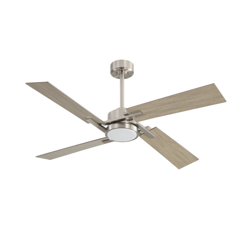 Kyliegh 56'' 4-Blade DC Motor Ceiling Fan with LED Light and Remote, Tan, Silver