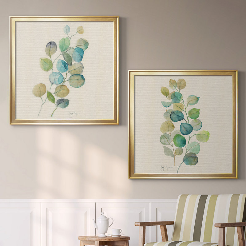 " Eucalyptus I " 2 - Pieces, No Mat, 30.5" H x 61" W x 1.5" D, Gold Framed Canvas