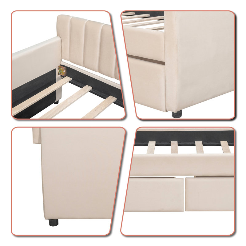 Lit de jour rembourré Bringhurst, Beige