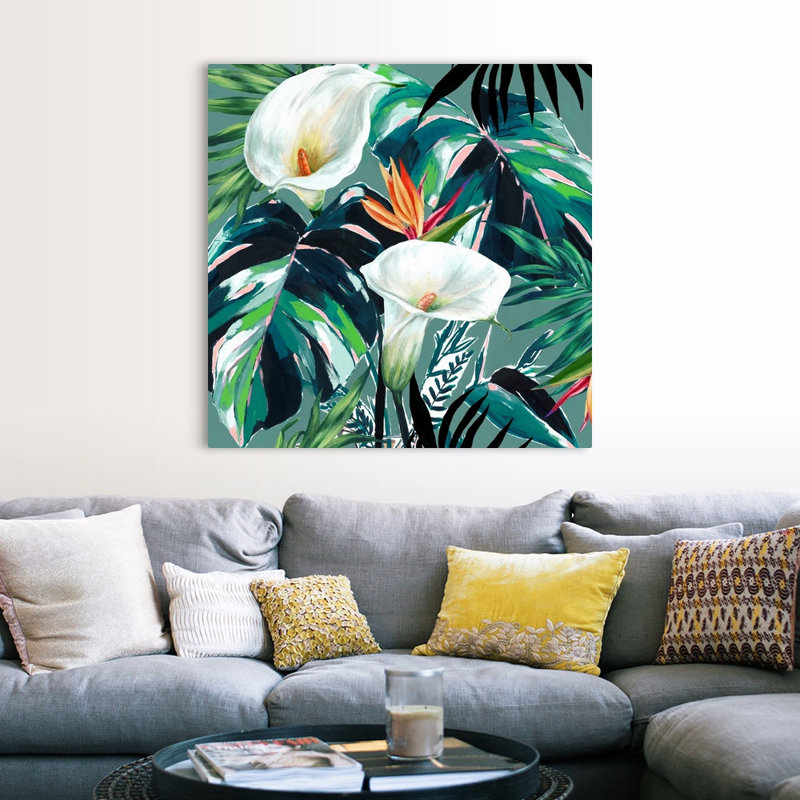 Reproduction d’art sur toile, "White Lily Paradise" par Isabelle Z, Toile tendue, H 48 po x l 48 po x P 1,25 po