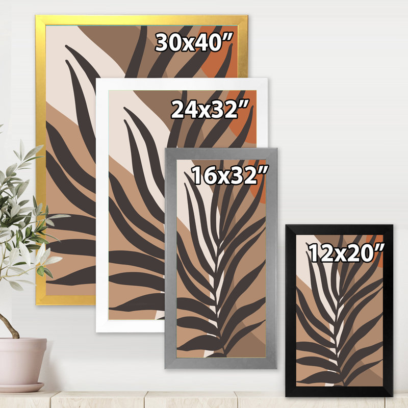 «Tropical Leaf Silhouettes and Shapes II», impression sur toile, H 32 po x l 16 po x P 1,5 po, Toile avec cadre noir