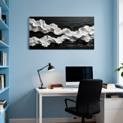 Motif texturé ondulé noir et blanc tendance
