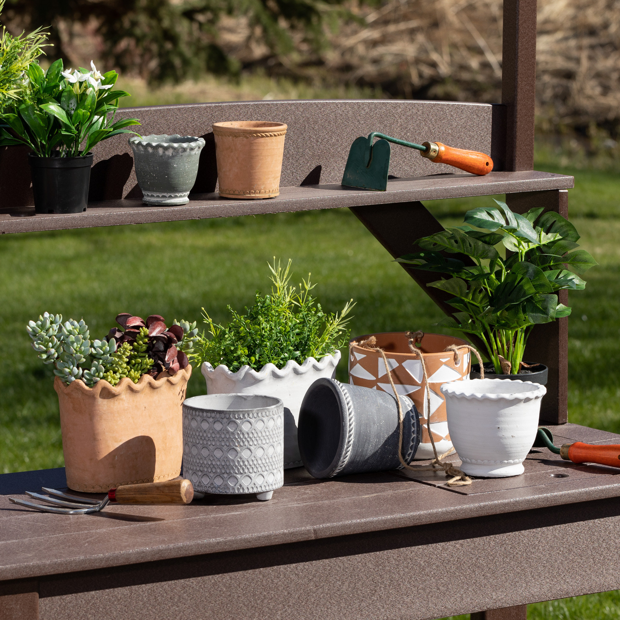 Cosme Clay Pot Planter, 6.5" H x 8" W x 8" D, White