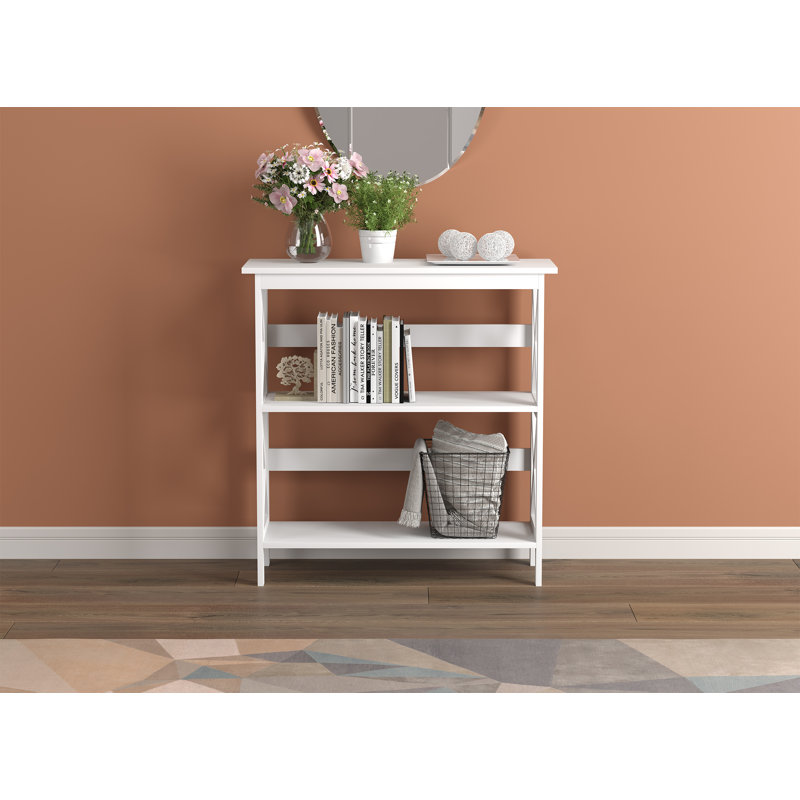 Bibliothèque Hofer H 32,5 pouces / blanc avec 3 tablettes pour le salon, Blanc