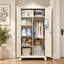 Armoire à outils en acier, hauteur 202,5 ​​cm (79,74 pouces), avec beaucoup de rangement : étagères, panneau perforé et barres, beige.