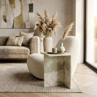 Modern Glam Stone And Marble Accent Table With Sculptural Geometric Base And Sleek Contemporary Design Ideal For Stylish Interiors And Elegant Decorative Spaces Single Statement Furniture Piece