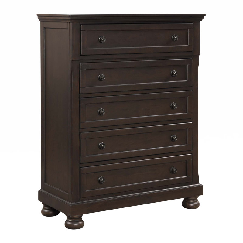 Keisuke Solid Wood 40'' W 5 - Drawer Dresser