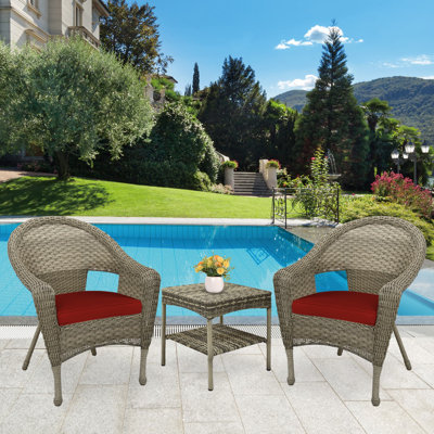 Laurens Premium All-Weather Wicker 2 - Person Patio Conversation Sets with Cushions