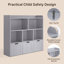 Bibliothèque pour enfants et armoire de rangement pour jouets, cloison ouverte à deux couches, trois tiroirs avec poulies, structure en bois sécuritaire, imperméable et facile d'entretien, gris-530676884
