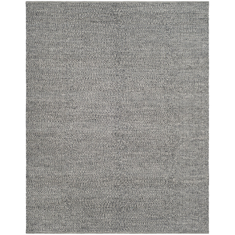 Tapis gris en coton tissé à plat à la main Alphy, Rectangle 8 pi x 10 pi