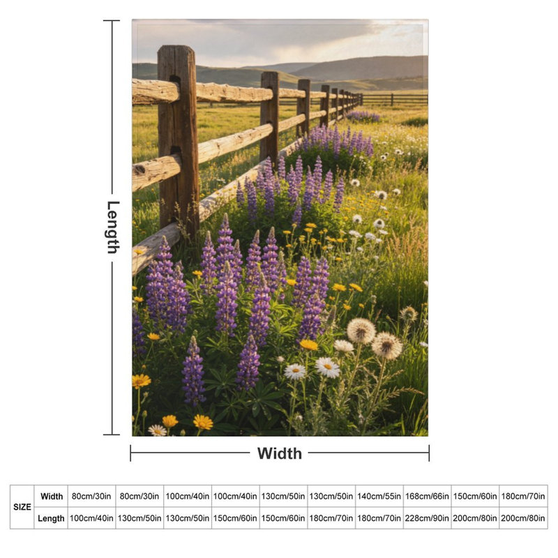 Jeté en flanelle de luxe Lupins Wildflowers, 40 po x 50 po