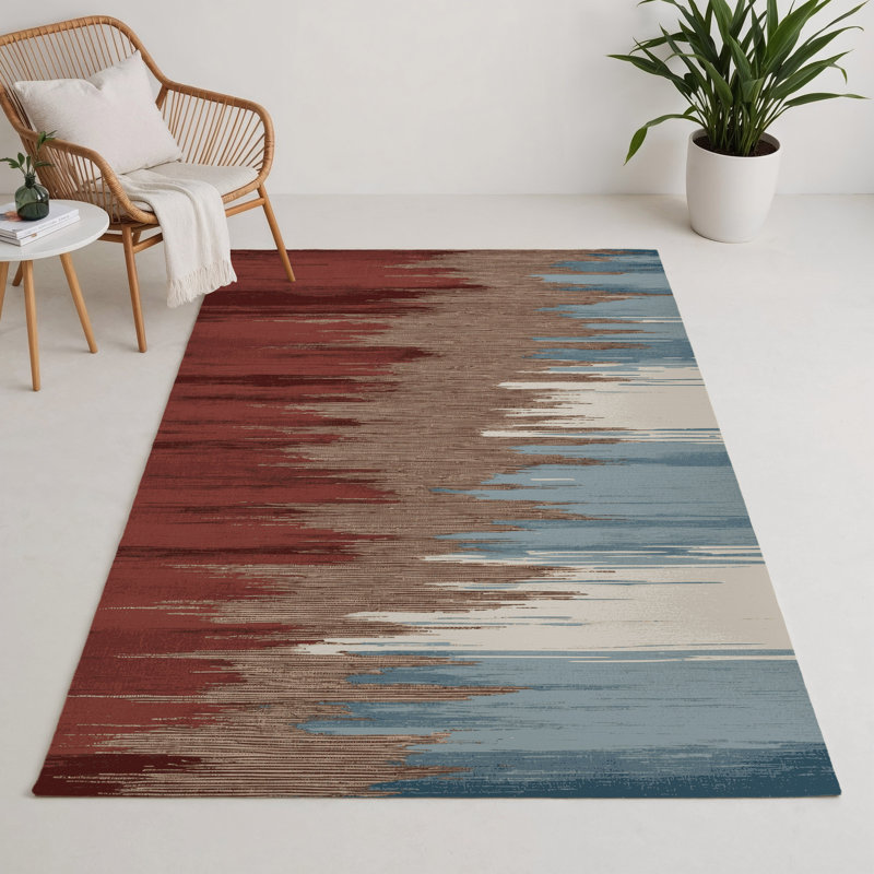 Tapis intérieur et extérieur brun Watercolor, Rectangle 5 pi x 7 pi