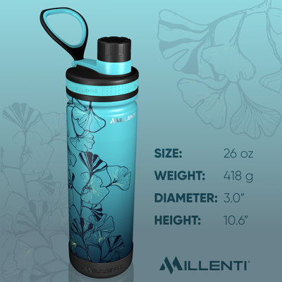 Millenti 26 fl. oz. Double Wall Insulated Stainless Steel Water Bottle with
