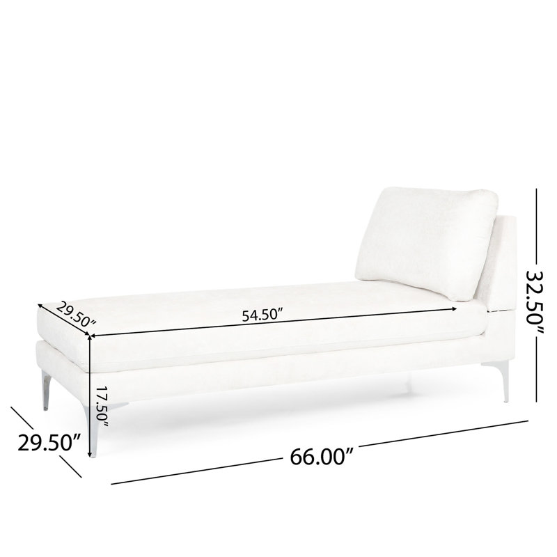 Chaise longue en tissu élégant de 65,59 po P, l 29 po, H 32,76 po avec P 65,59 po x l 29 po