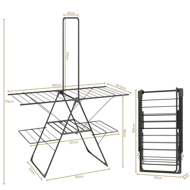Winged Clothes Airer with High Hanger