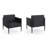 Set Of 2 Outdoor Patio Club Chair, Black Aluminum