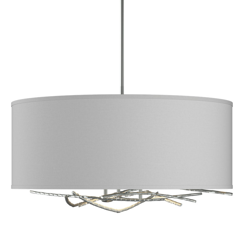 Brindille 3 - Light Drum Chandelier, Flax, Vintage Platinum, 21.4" - 66.4"
