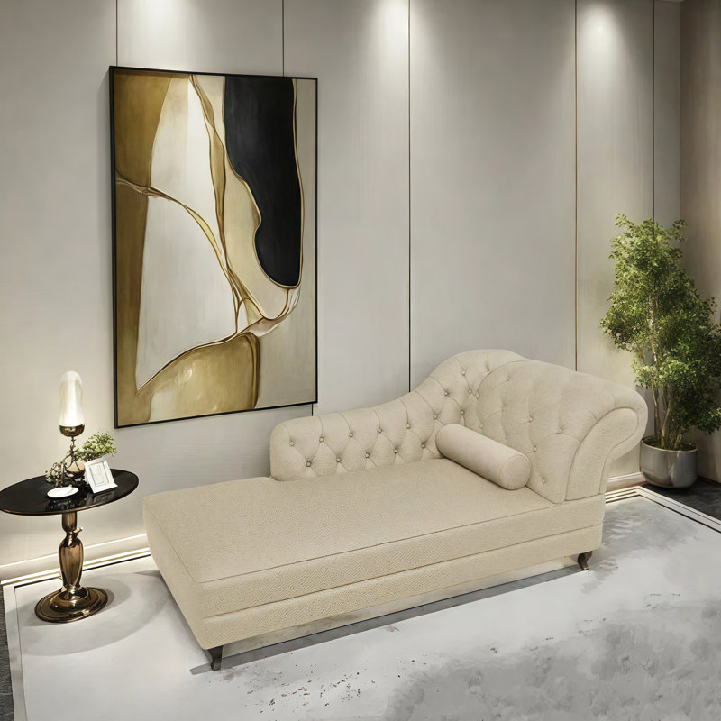 Méridienne moderne et élégante, Orienté à droite, Beige