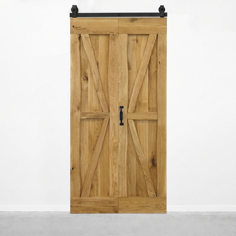 Hadria Single Bi-Folding System Solid Oak Barn Door, Natural Oil