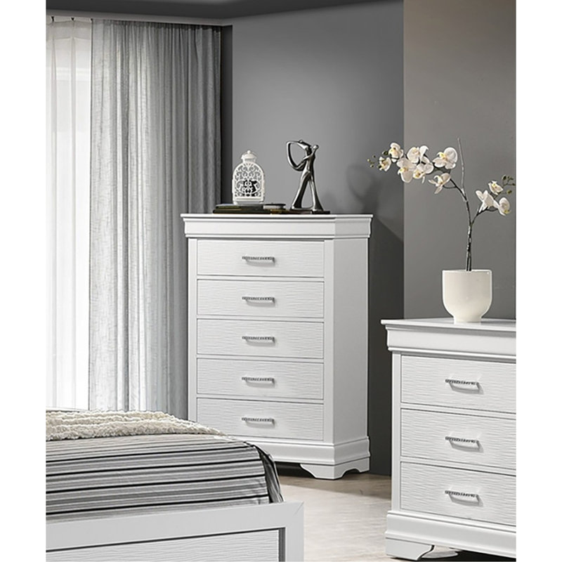 Commode de luxe pour commode 1 pièce avec tiroirs 5 pièces, Blanc