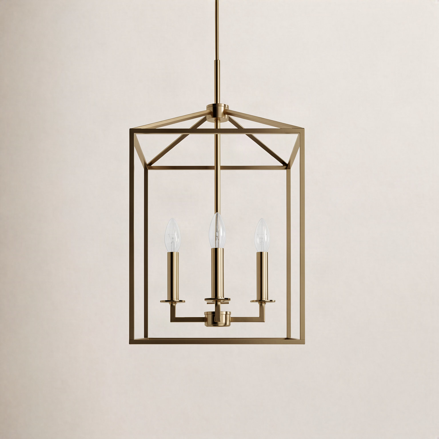 Ellis 4 - Light Dimmable Lantern Chandelier, 18.5" H x 12.25" W x 12.25" D, Satin Brass, No