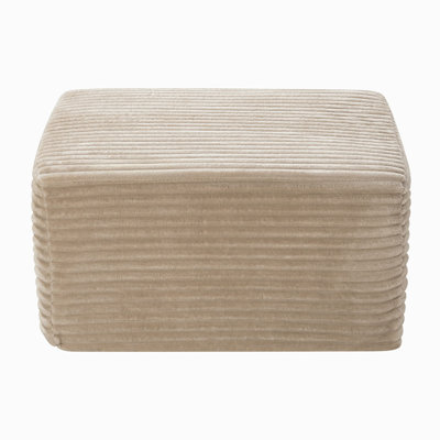 37.5" Corduroy Square Upholstered Ottoman, Soft Padded Foot Stool for Living Room Bedroom Decor