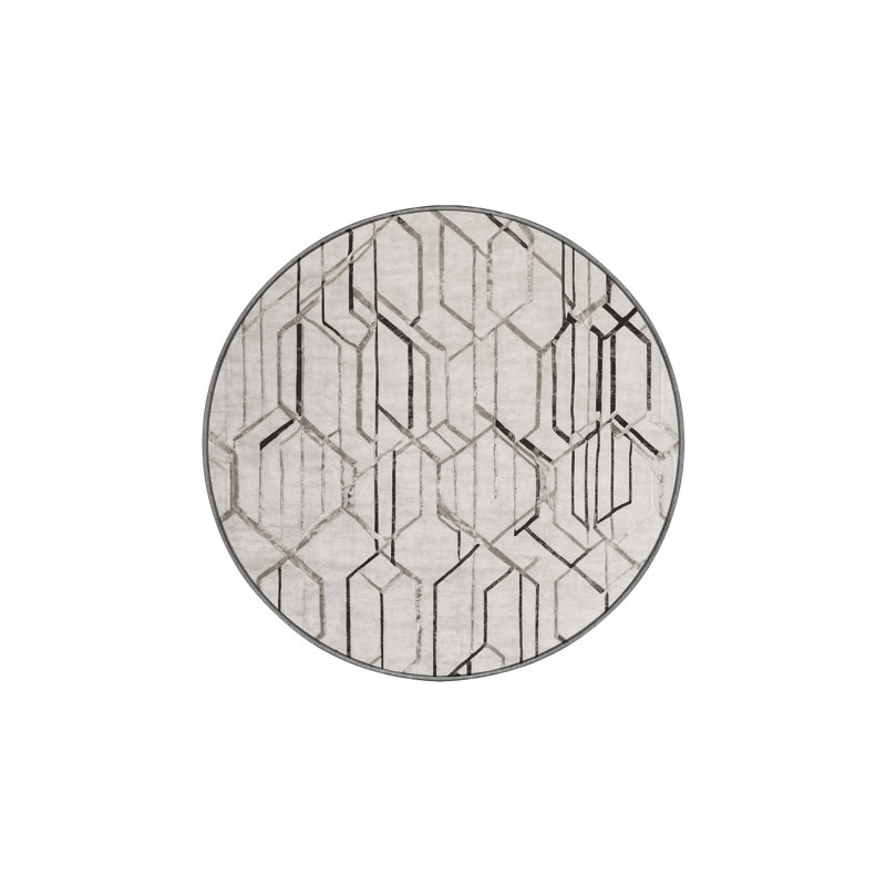 Machine Washable Gray Area Rug, Round 8'