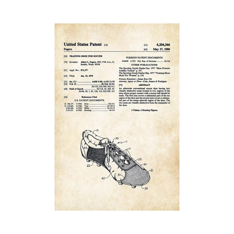 «Soccer Cleats» par vern77 - Art textuel sur toile tendue, H 26 po x l 18 po x 1,5 po