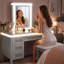 Coiffeuse Maryanna avec miroir DEL, 7 tiroirs et tabouret rembourré-218647198