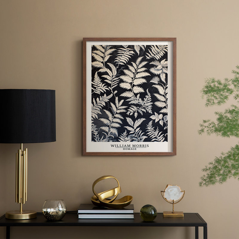 WM MORRIS Series DCCCIX Framed Print - Solid Wood, Walnut, 11" H x 9" W