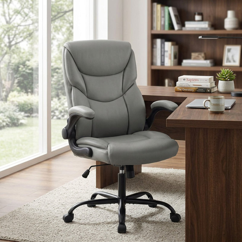 Fauteuil de direction ergonomique en simili cuir Iz, Faux cuir gris