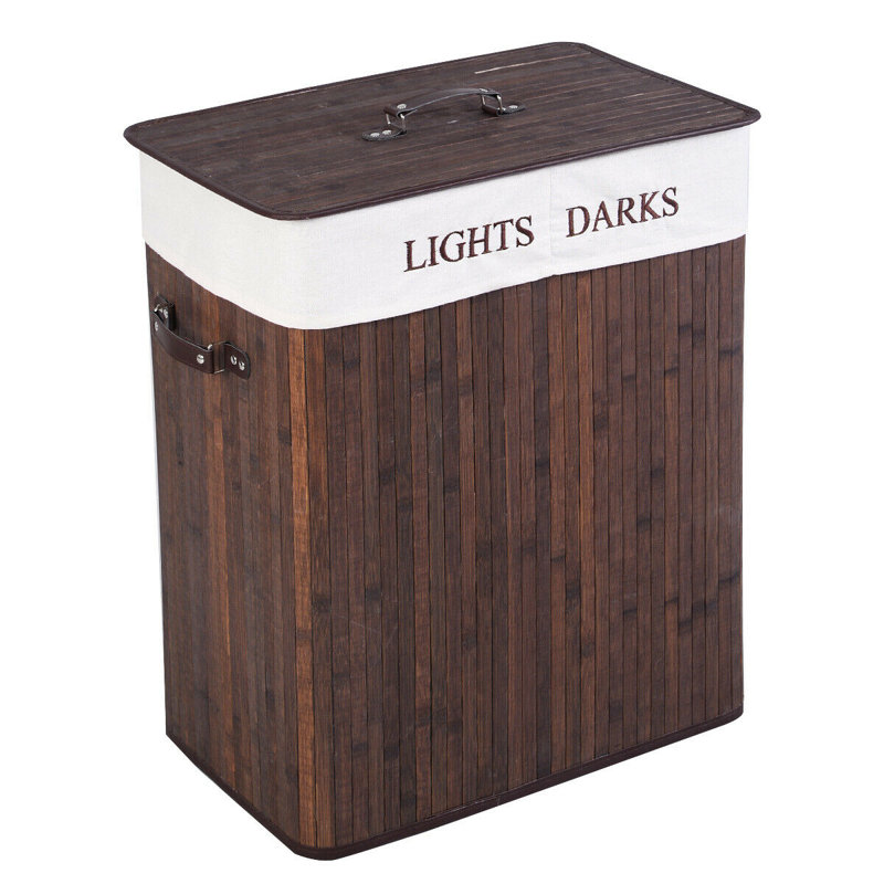 Bamboo Laundry Hamper with Handles, Brown