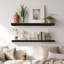 Ensemble de 2 tablettes suspendues avec supports invisibles, décoration murale pour salle de bain, chambre à coucher, salon, rangement de cuisine, noir classique