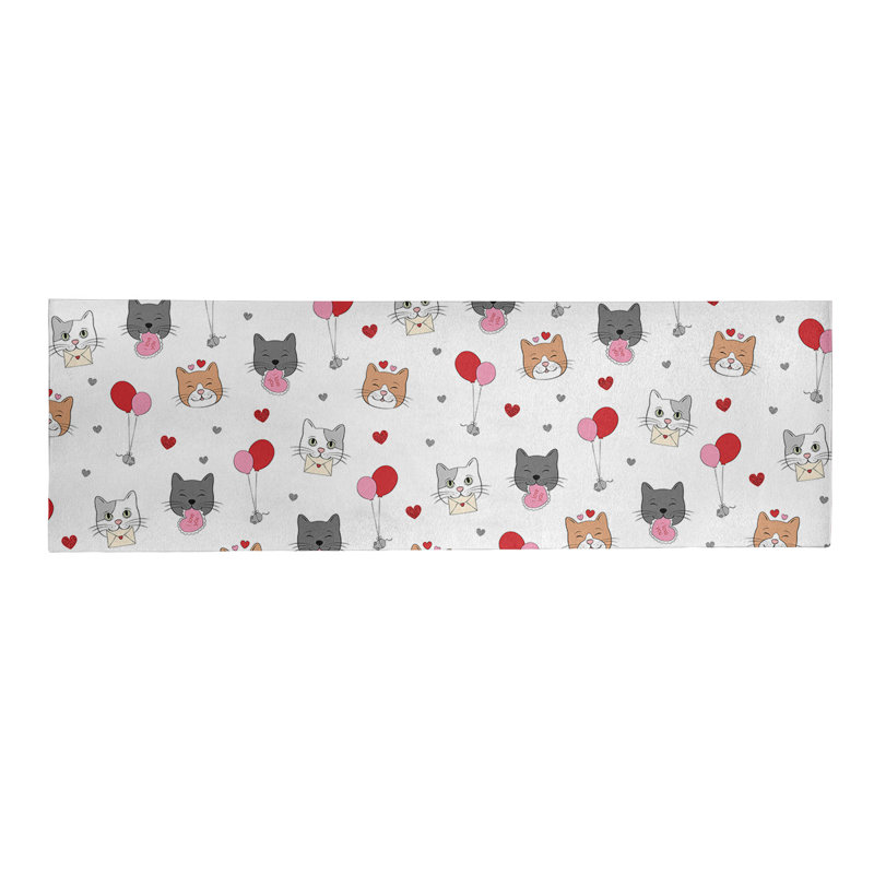 Tapis gris/rose/rouge fait main, Tapis de couloir 2 pi x 8 pi