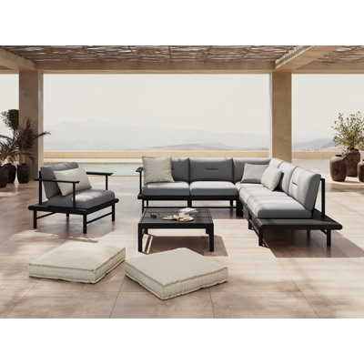245cm Wide Metal Patio Sectional with Cushions