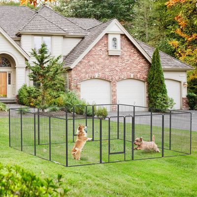 39.4'' H 16 Panel Steel Pet Barrier With Door