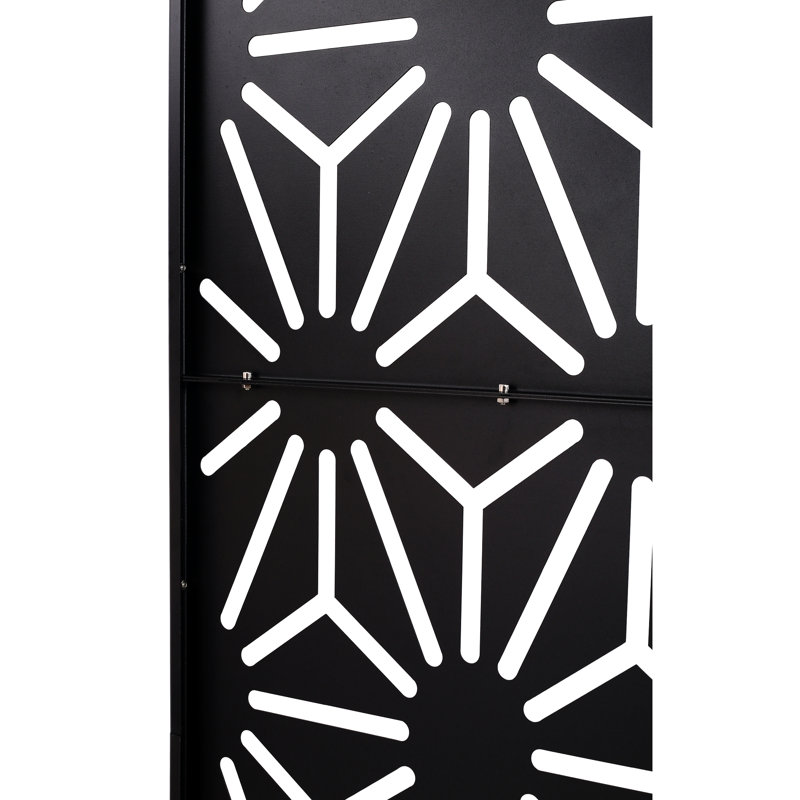 Écran d'intimité en métal H 76 po en métal - autoportant pour la pelouse et le jardin. Noir, noir, espaces extérieurs pour la terrasse, le patio, pour rehausser l'extérieur