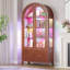 Freestanding Arch Display Cabinet with RGB Lights and Motion Sensor, Large Capacity Tempered Glass Doors Office Storage Cabinets-1245694915