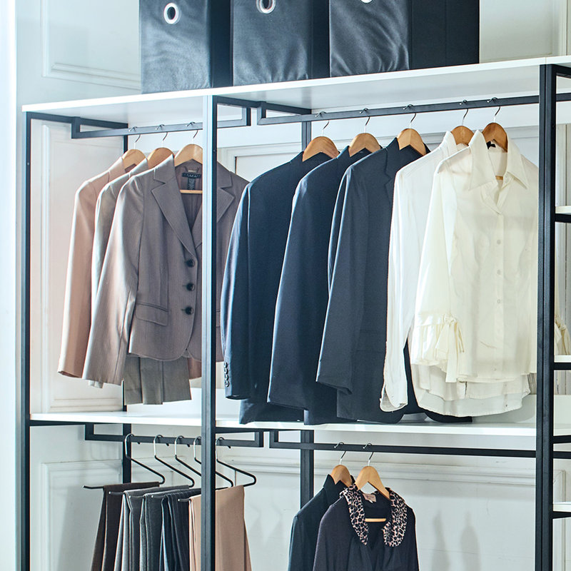 Walk In Closet With Metal - Extra Deep Storage, To Discoloration, Stain & Scratch , Water Heat E0 Board White Freestanding Frame Powder Coated, Storage Compartments, Materials, Finish, Board, 2X
