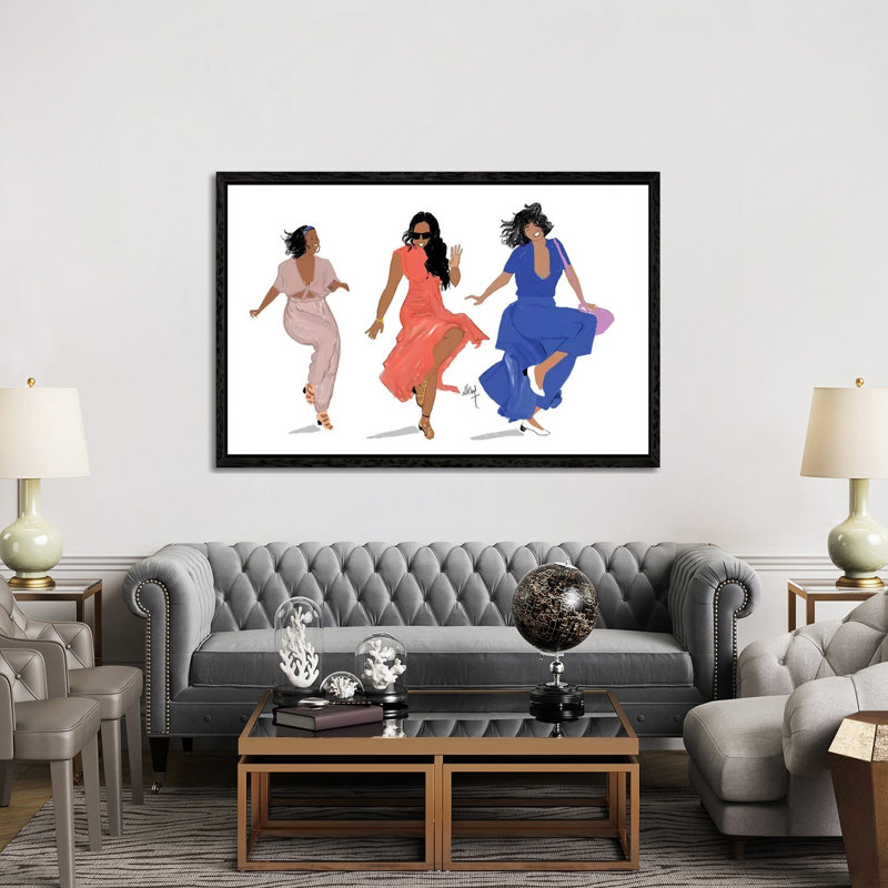 3 Brown Girls by Nicholle Kobi - Print on Canvas, Black Framed, 152.5 cm H x 101.5 cm W